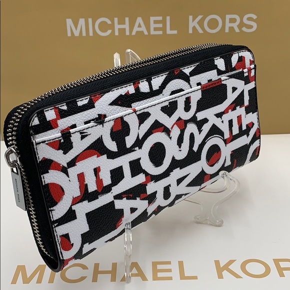 MICHAEL KORS COOPER TECH ZIP AROUND BLACK/MNDRINE - Picture 8 of 16